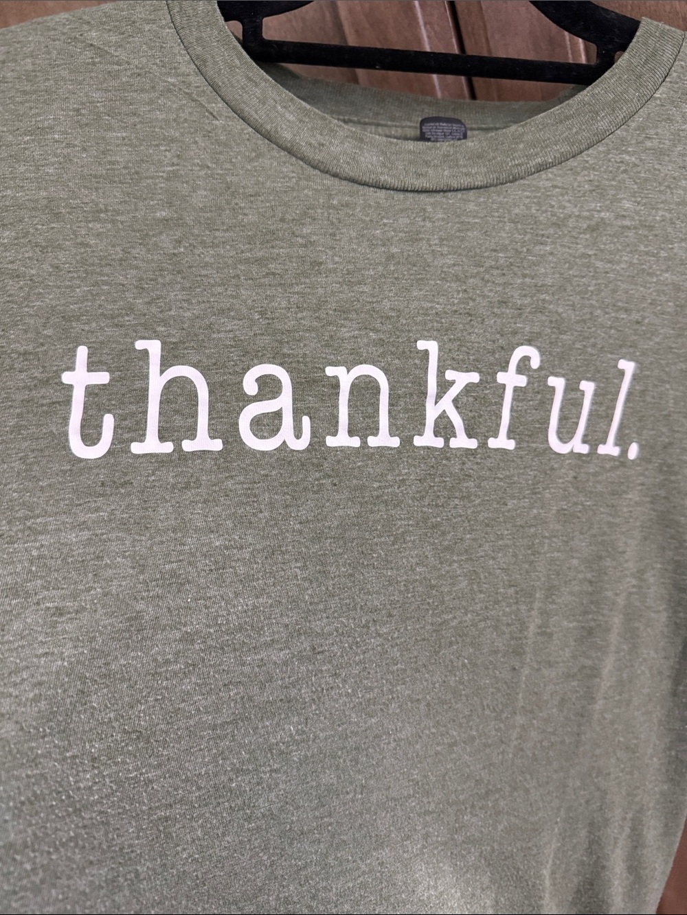 Olive Green 'thankful.' Short Sleeve Tee